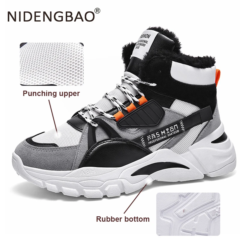 Зимняя мужская обувь теплые спортивные кроссовки для мужчин Уличная бега с