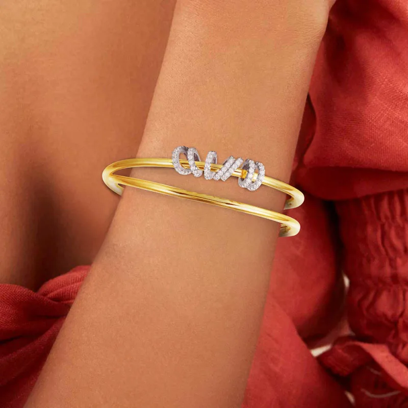 

Fashion Charm Sterling Silver Copy 1:1 Copy,Yellow Silver Double Open Cuff With Seven Sliding Rings Women 2021 Jewelry Gift