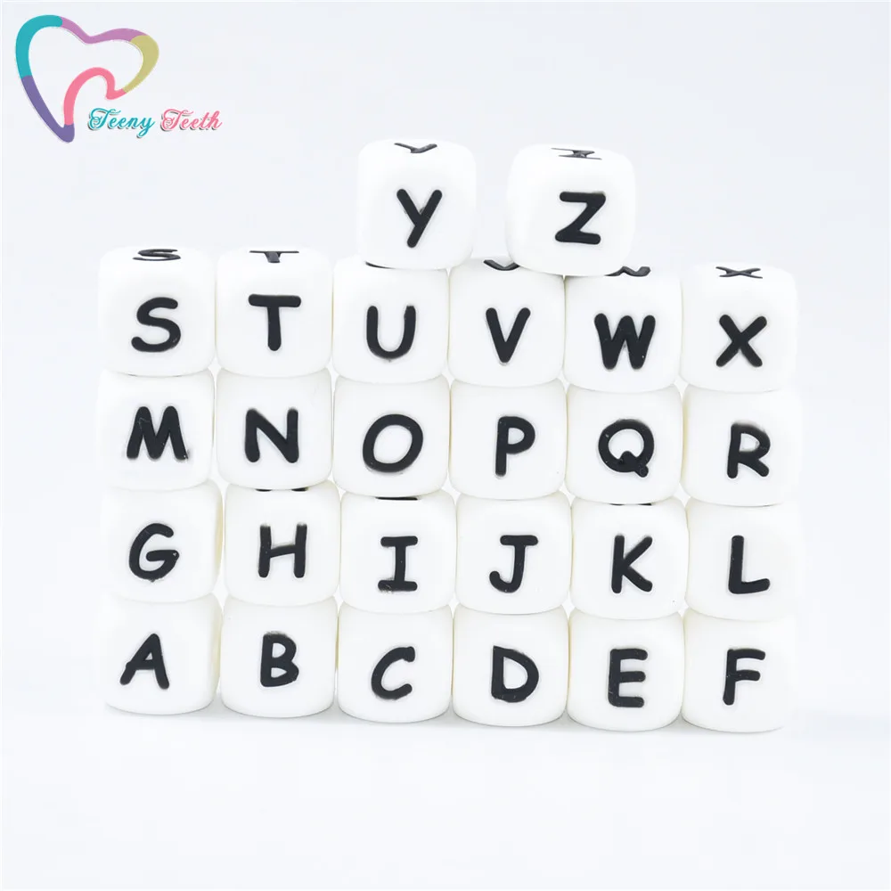 

200 PCS Alphabet Letter Food Grade Silicone Chewing Beads for Teething Necklace in 26 letters BPA Free FDA Silicone Letter Beads