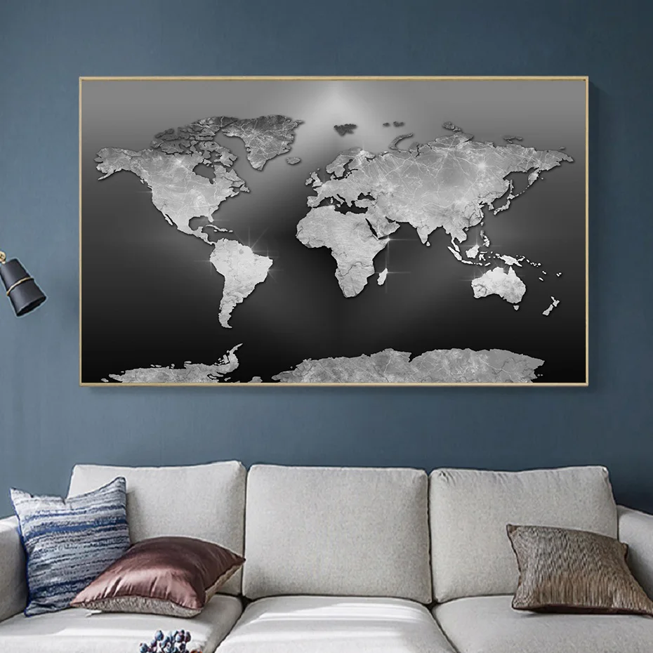Карта мира холст живопись печать плакат настенные картины для гостиной