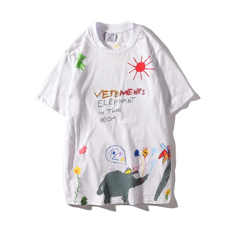 19SS мультфильм Vetements Футболка мужская и женская уличная футболка с узором в стиле