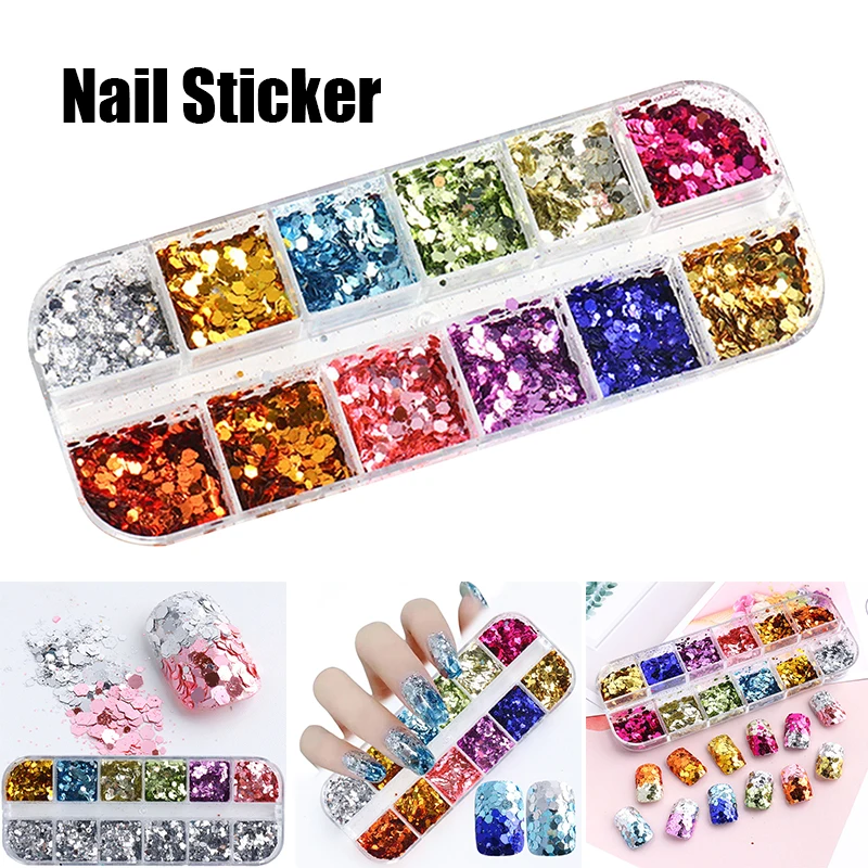 

12 цветов, блестящие украшения для ногтей, красочные аксессуары для ногтей для женщин и девушек, самодельные Украшения для ногтей, блестящие украшения для ногтей