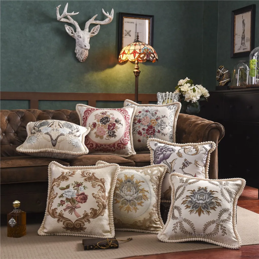 

Modern Embroidery Cushion Covers Pillow Cases Bead String Jacquard Pillowcase Throw for Car Living Office Bedroom Home Decor