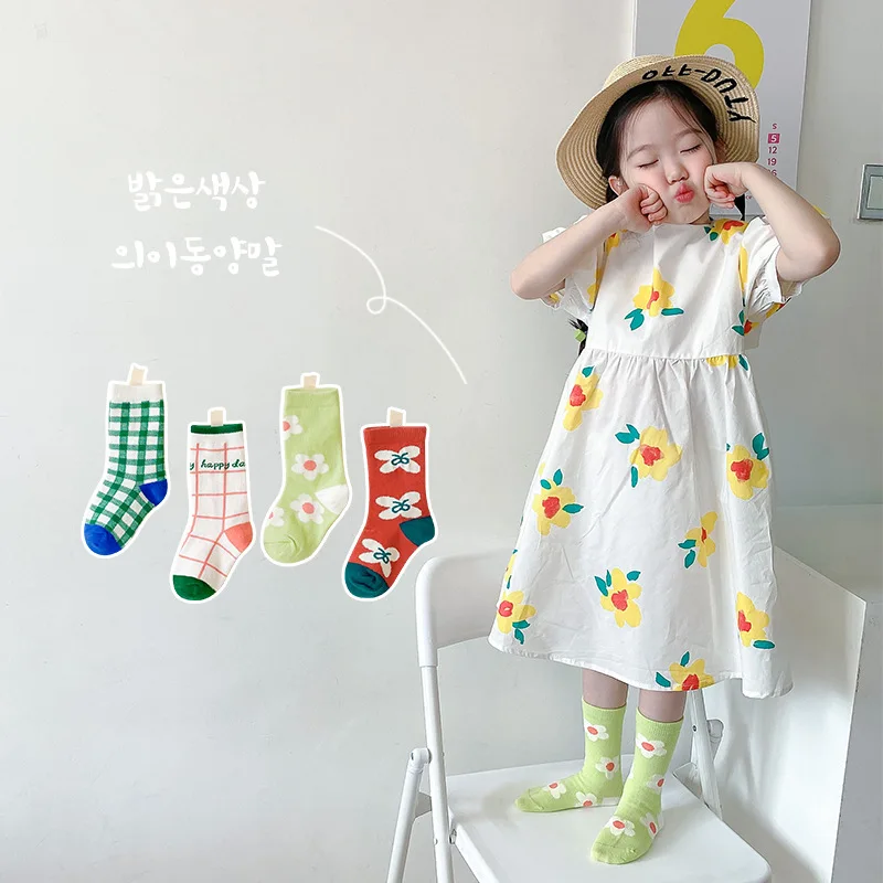 2021 на весну-осень 4 пары Детские носки с героями мультфильмов в Корейском стиле