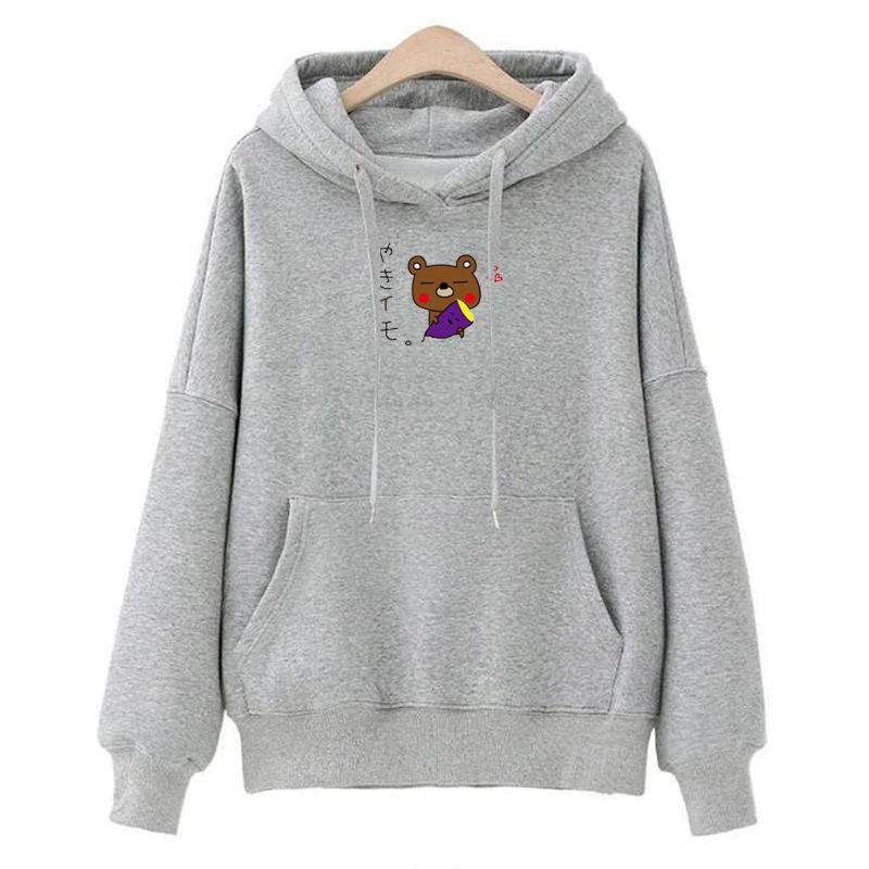 

Men/Women Bear Print Casual Long Sleeve Hoodies Hip Hop Street Wear Sweatshirts Skateboard Pullover Hoodies Japanese Pullovers