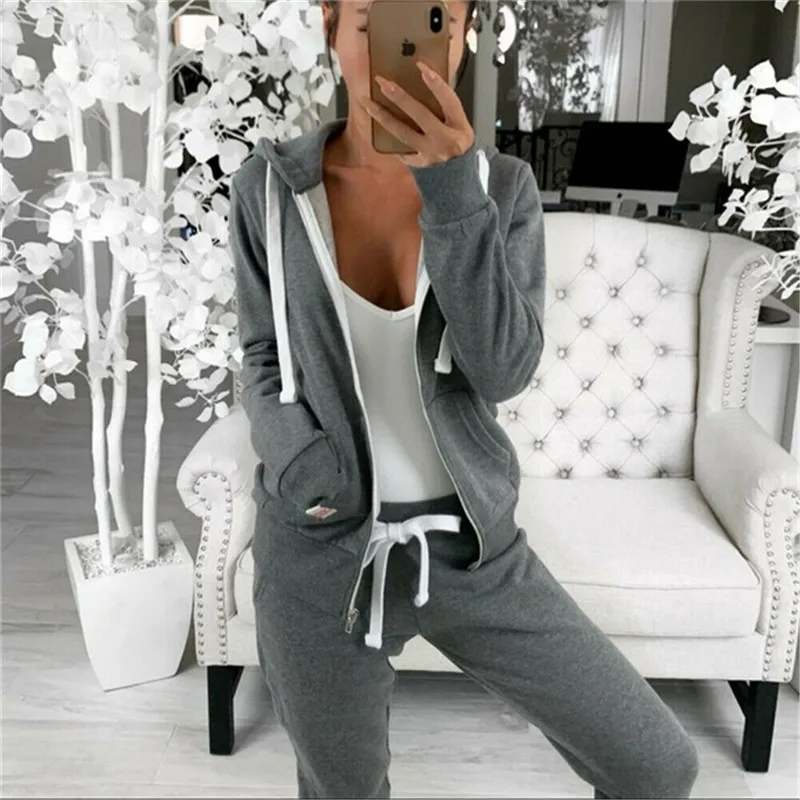 Модная Повседневная однотонная женская толстовка на молнии с капюшоном Женская