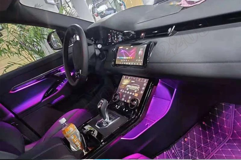 

10-Color Set Atmosphere Lamp illuminated Door Foot strip Button And APP Control Neon Ambient Light For Range Rover Evoque 2020