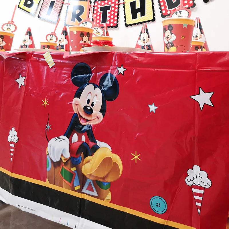 Disney Микки Маус украшения на день рождения скатерть бумажные тарелки чашки баннер
