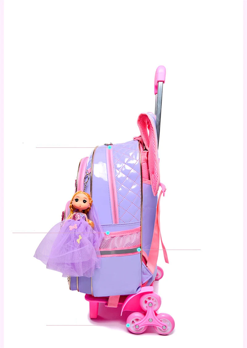 Школьные сумки с колесами Mochilas, детские милые рюкзаки, 6 детских чемоданов на колесиках для девочек, рюкзак на колесиках для детей 6-10 лет, Escolar