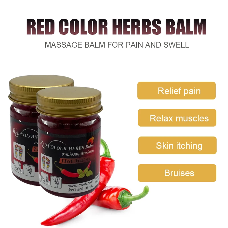 

Original Thailand Red Color Herbs Balm Capsicum Plaster Hot Pain Relieving Cream Muscle Strain Back Knee Joint Ache Plaster