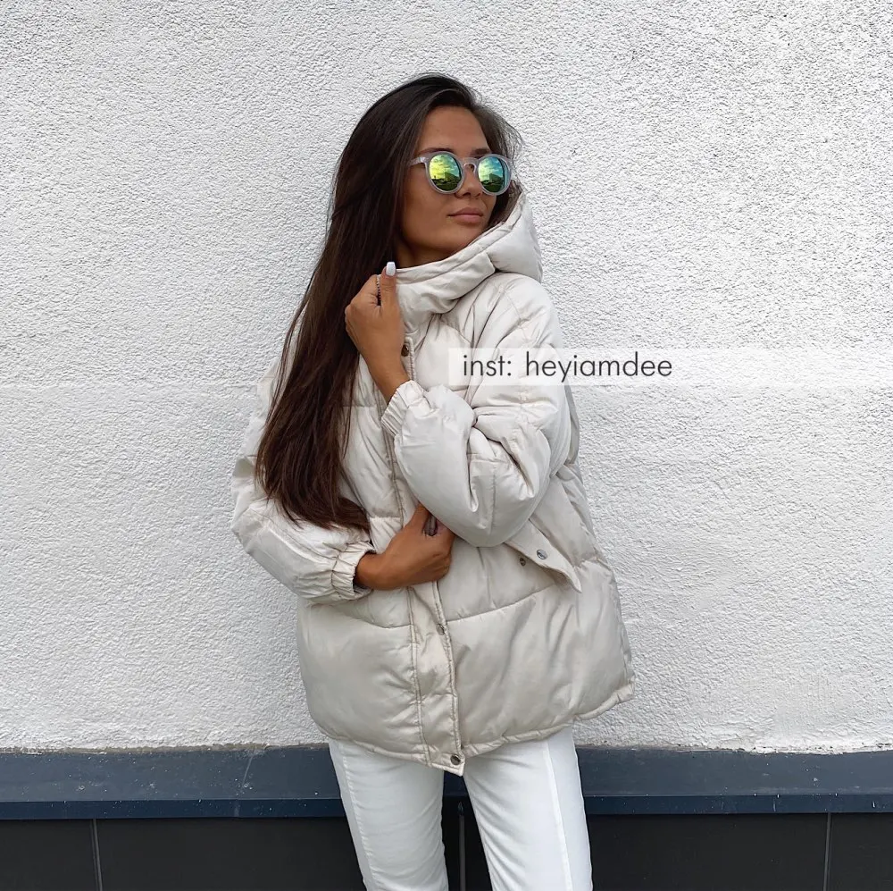 

2021 New Short Winter Jacket Women Oversize Parka Coat Warm Thick Cotton Coat Loose Hooded Padded Women Winter Jacket