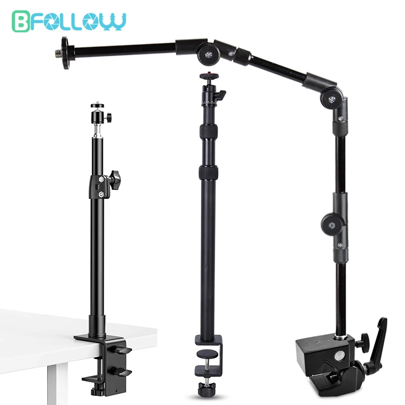

BFOLLOW Multi Desk Clamp Mount Stand for LED Light Camera Mobile Phone Tablet Table Bracket Overhead Shooting Video Extension