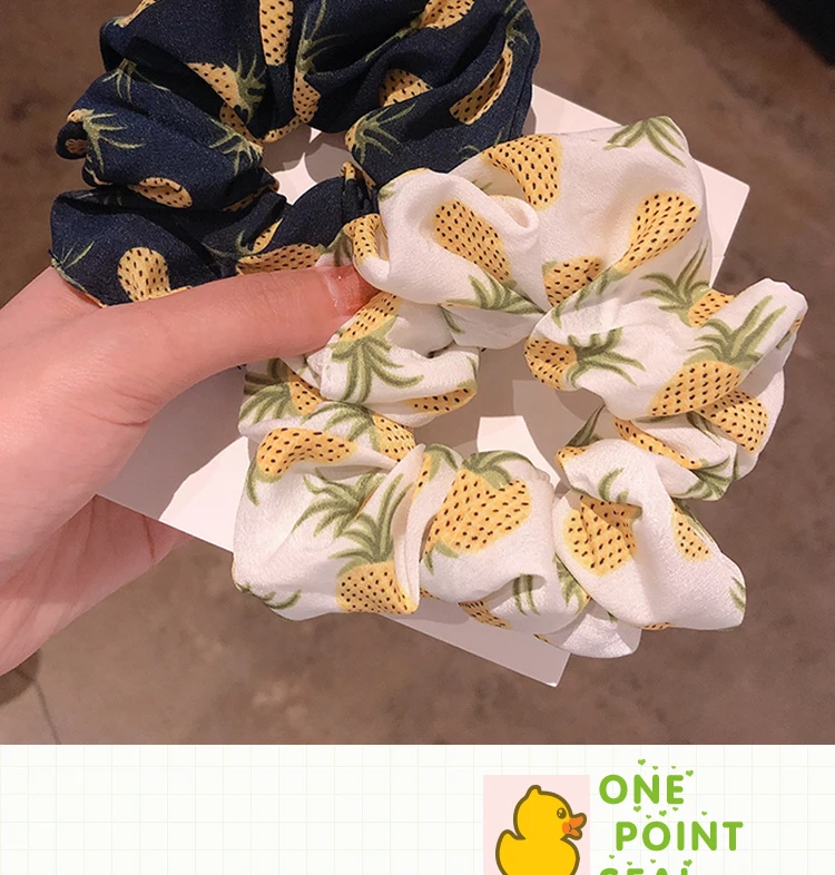 

1Pcs Pineapple Scrunchie Women Fruit Floral Hair Scrunchies Boho Hair Accessories Sweet Girls Hairband Ponytail Holder