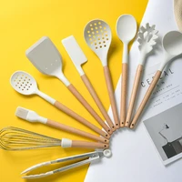 11 pcs silicone kitchen utensil set heat resistant wooden cooking tools non stick cookware