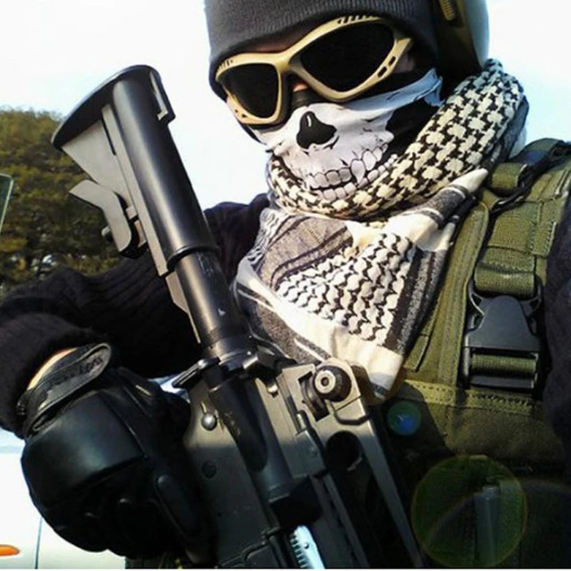 Skull Mask Bandana Cycling Neck Face Half Military Game Outdoor Headband Tube Scarf Men Women Scarves | Спорт и развлечения