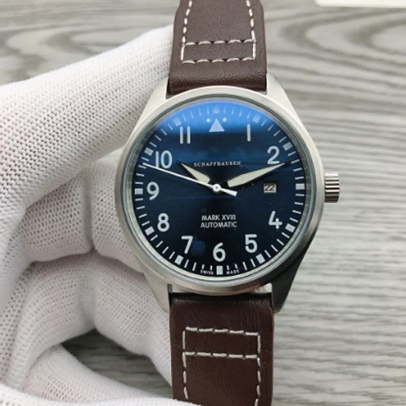 

Luxury New Mens Watch Automatic Mechanical Stainless Steel Black Leather Simple 41MM PILOTS WATCH MARK XVIII Outdoor IW327012
