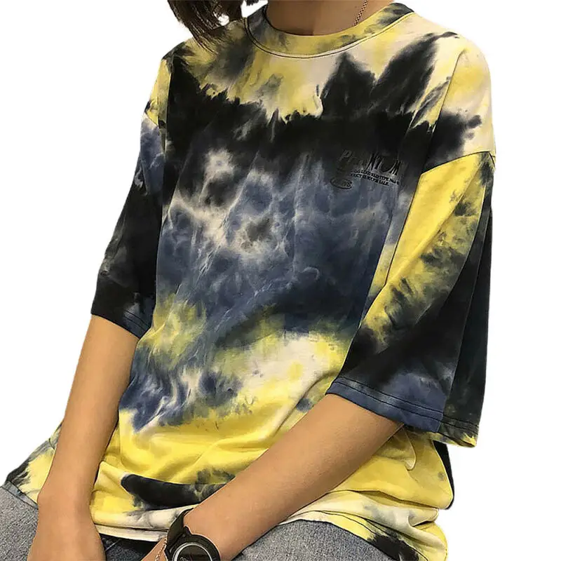 

Women Short Sleeve T-Shirt Casual Baggy Tie Dye Top Summer Loose Fit Blouse Tee