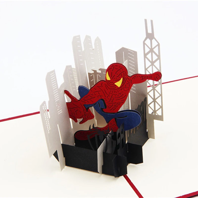 3D всплывающие открытки на день рождения для детей мультфильм поздравительные открытки подарки открытки с наклейки на конверте - Цвет: Белый