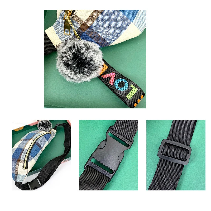 

2020 Grid Waist Bag Fanny Pack Women Belt Bags Trend Chest Packs Banana Bag Canvas Material Hip Hop Package Bum Pack Cell Purse