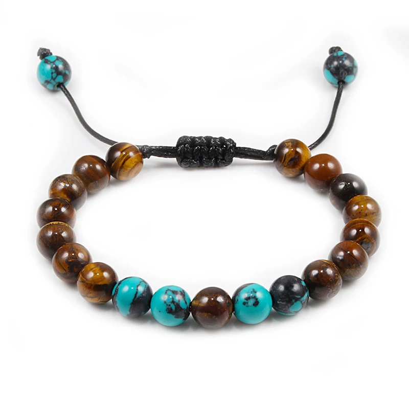 Браслет из лавового камня для мужчин и женщин регулируемый плетеный браслет с