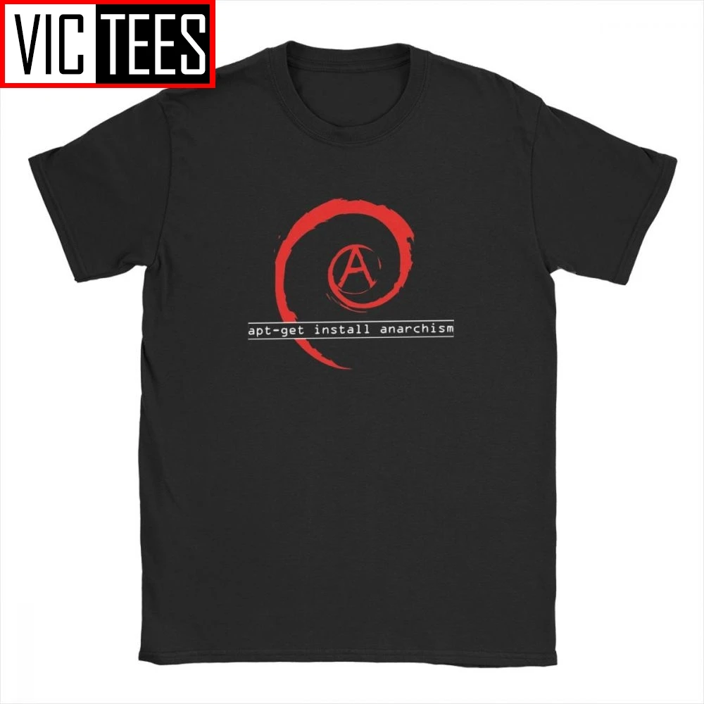 Мужская футболка Apt-get установить Анархизм Linux Debian Mutiny Audio Pure Cotton Vintage O Neck по