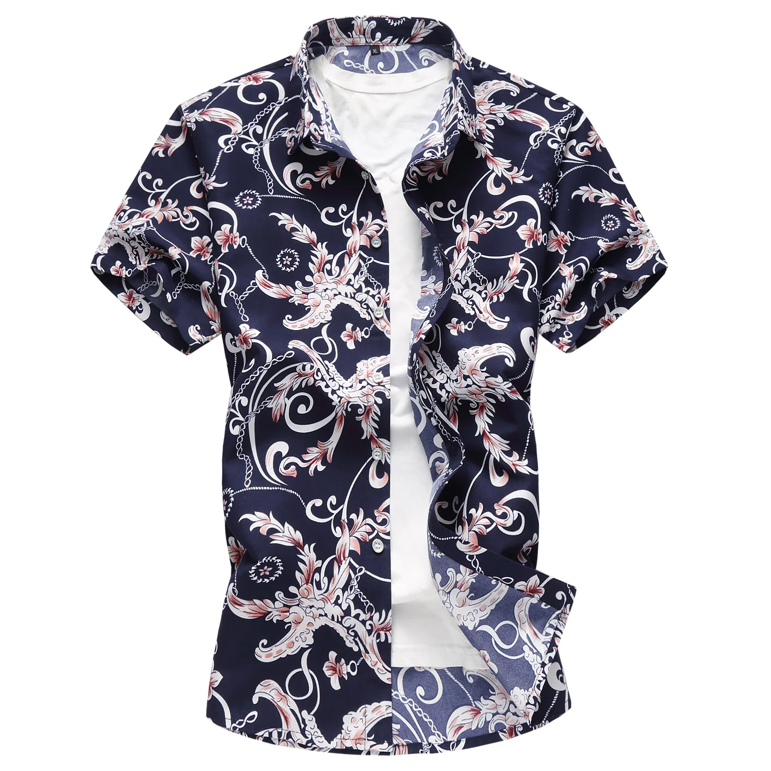 Весна 2019 новый стиль мужская рубашка с коротким рукавом и принтом модная