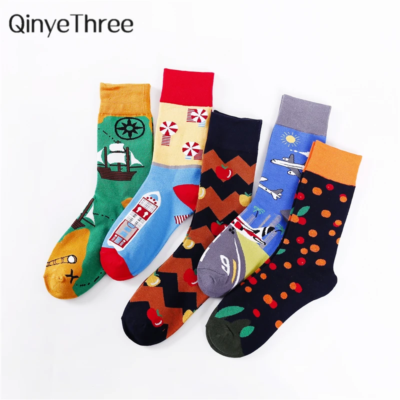 1 пара женские носки из чесаного хлопка с мультяшным рисунком пляжные для