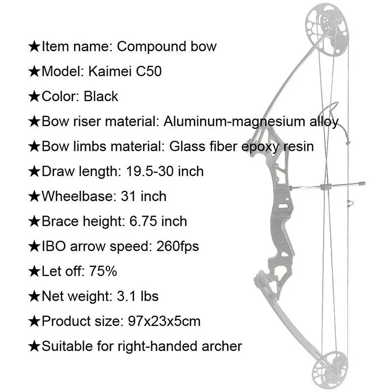 35-50lbs стрельба из лука соединение лук Kaimei C50 одиночные конечности шкив и