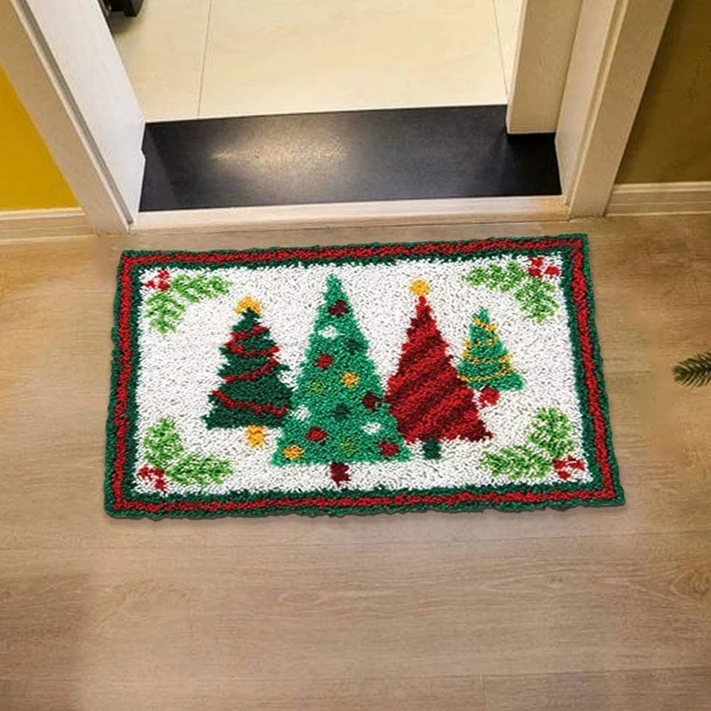 Latch Hook Kit DIY Crochet Yarn Kits 20 X 14 Inch Christmas Tree Rug Making Crafts For Kids Adults And Beginners | Дом и сад