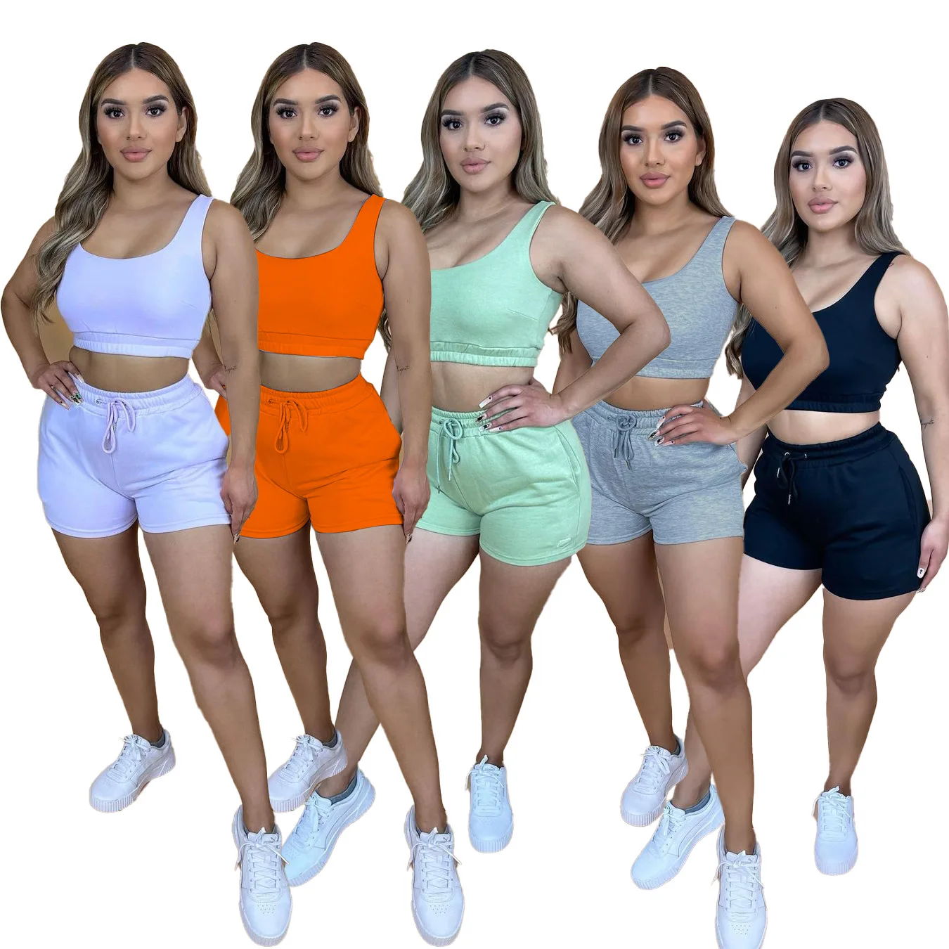 

Women's Solid Color Vest Sports Suit Popular Two-piece Suit Outfits Jogger Yoga Set Women Gym Clothes