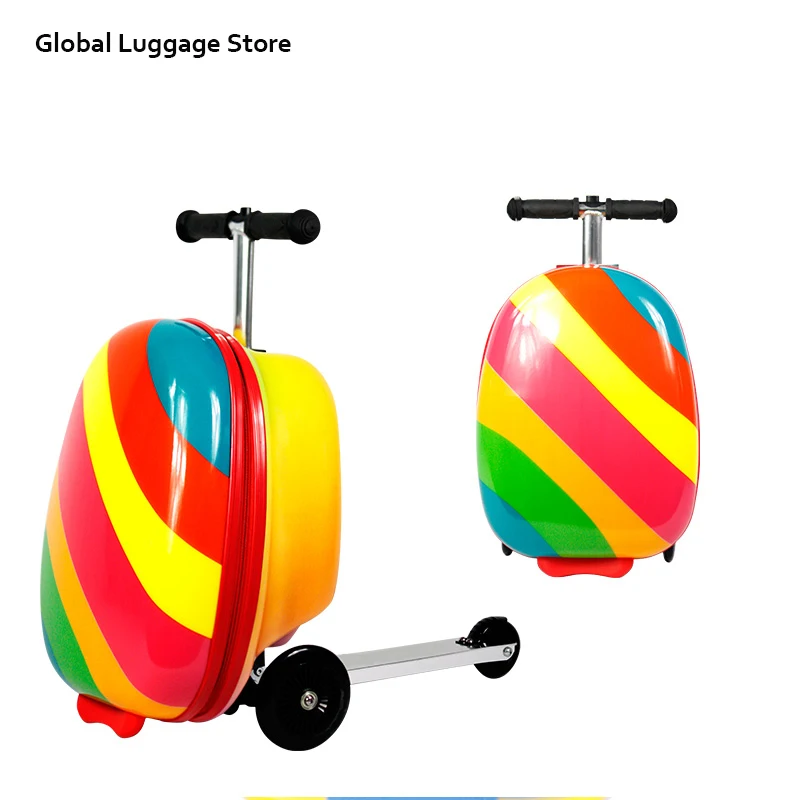 Дети скутер чемодан на колесах скейтборд путешествия багажные сумки с колесами