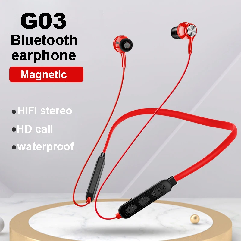 Беспроводные наушники Bluetooth магнитные стерео басовые с микрофоном универсальные