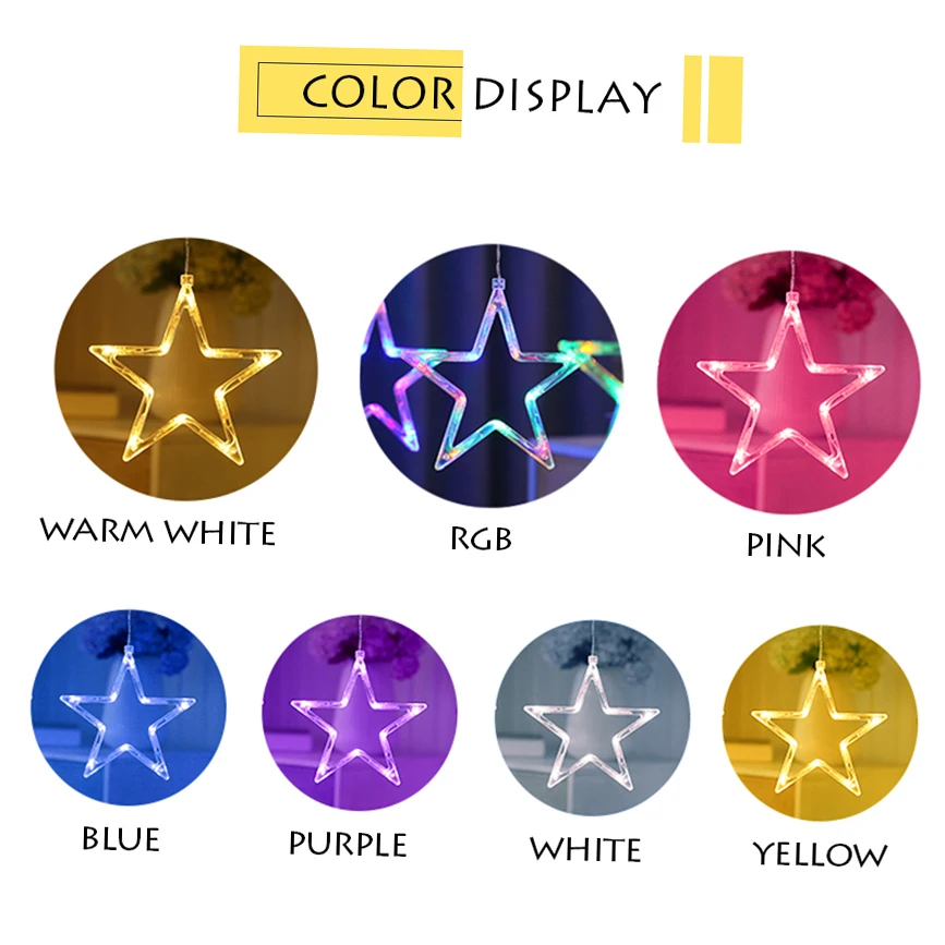 

LED Twinkle Star Ramadon Decor Light Window with 8 Flashing Modes Curtain String Lights