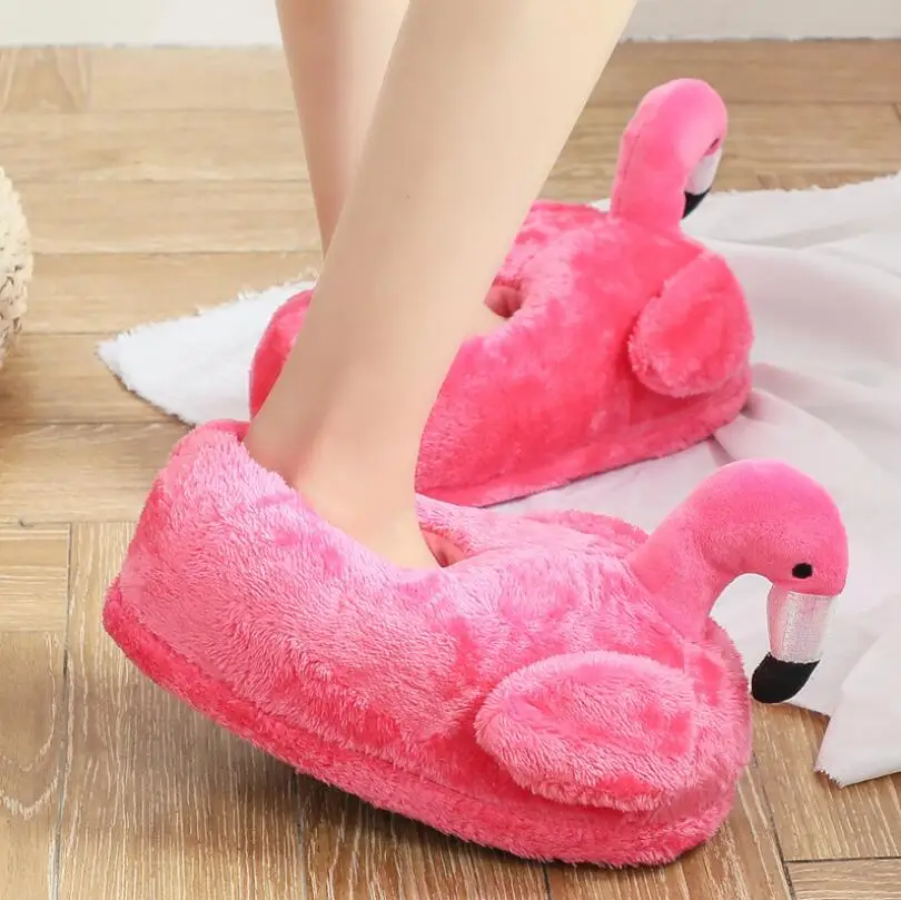 

Fashion Winter lovely Home Slippers Chausson Shoes Women Flamingo slippers pantuflas unicornio pantoufle femme Warm Cotton Shoes
