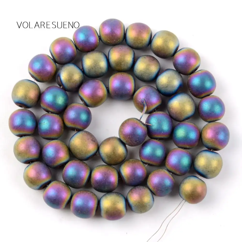 Dull Polished Faceted Matte Multicolor Hematite Natural Round Loose Beads 15”Pick 4-10m Spacer For Bracelet Jewelry Making | Украшения и