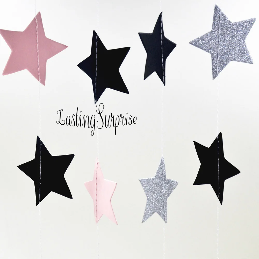 2 м * 5 см розовая черная серебристая блестящая Бумажная гирлянда круг блёстки для