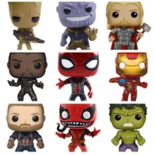 Marvel Groot Thanos Ironman Spiderman Thor Captain American Venom Hulk Black Panther Figure Vinyl Model Toys