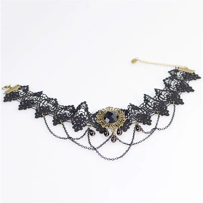 Ожерелье-чокер женское черное кружевное модный пикантный чокер в готическом