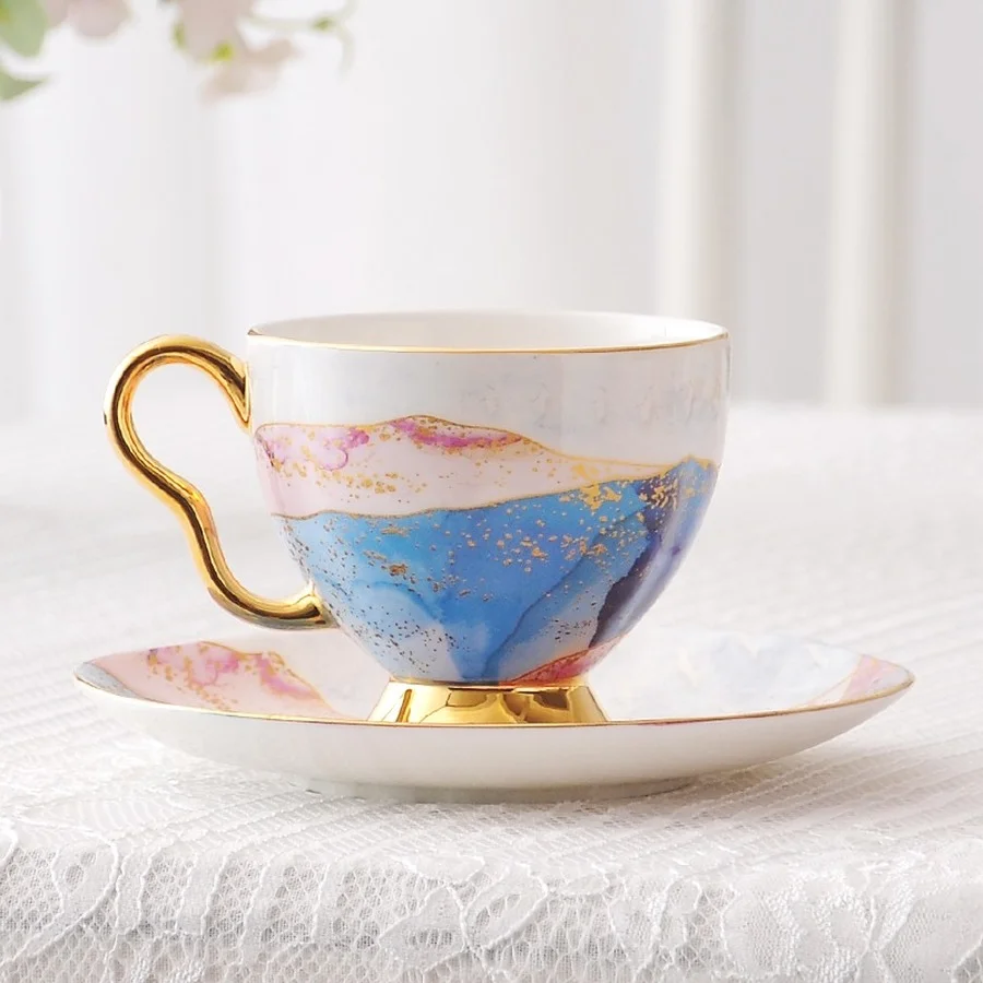 

Nordic Luxury Cup Creative Handmade Ceramic High Quality Coffee Saucer Cup Vintage Porcelain Tazas Cafe Home Drinkware DB60BD