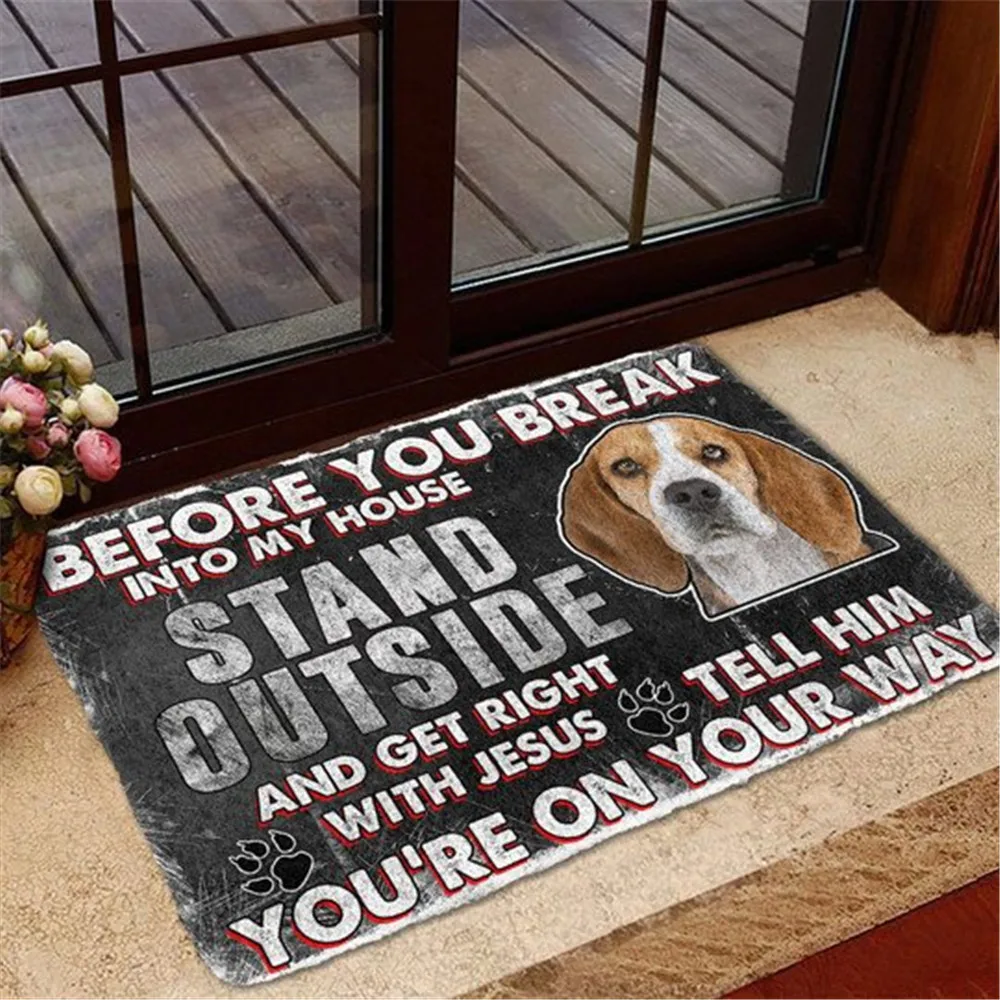 

CLOOCL Animal Doormat 3D Pattern Beagle Before You Broke Into My House Printed Doormat for Bedroom Toilet Non-slip Kitchen Mats