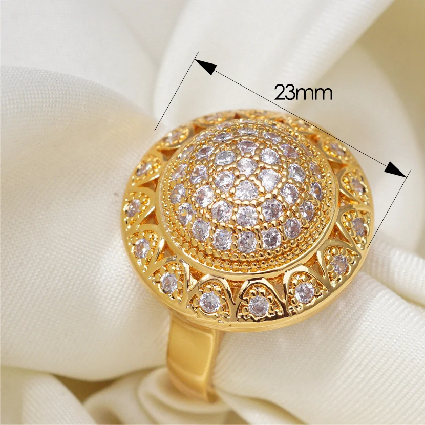 Hyperbole Luxury Wedding Unique Gold Plt Rings for Women Middle East Style Cubic Zircon Fashion Dubai Jewelry Dropshipping