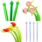 Ручка Милая гелевая 1 шт., забавная кавайная ручка с чернилами для письма, кактус, единорог, персик, канцелярские принадлежности для школы и офиса, подарок ученику