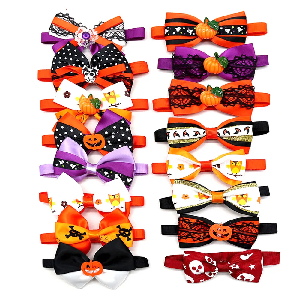 50 шт. Хэллоуин аксессуары для собак из тыквы череп собака галстук бабочка кота