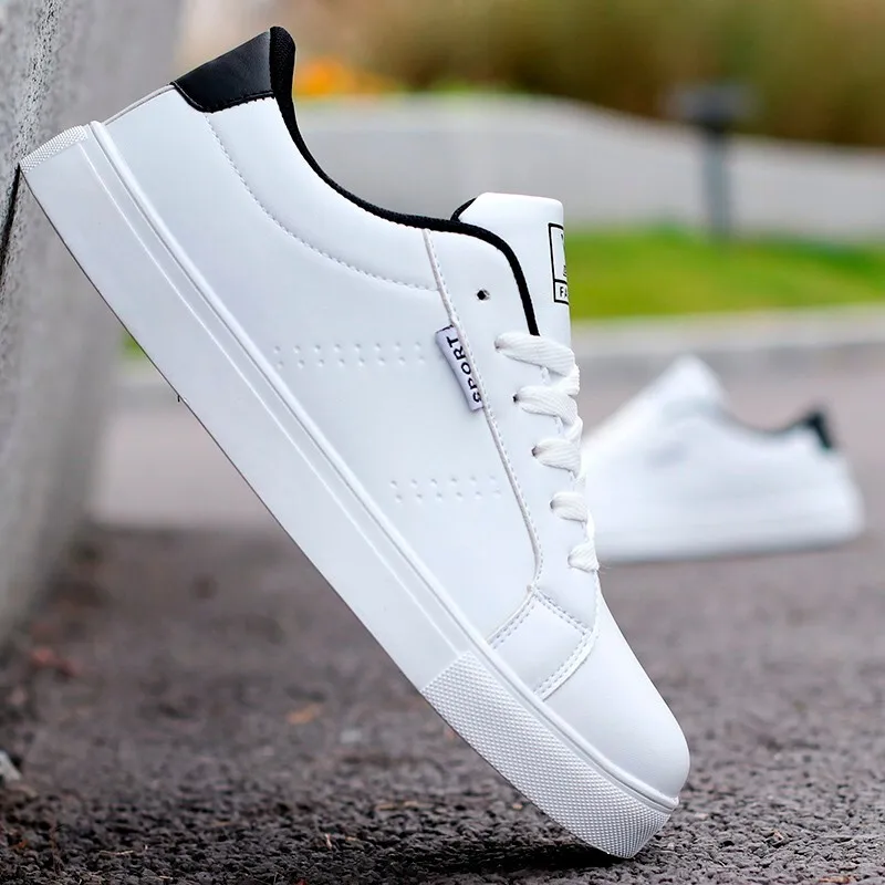

High Quality White Sneakers Men Non-slip Sneakers Men Lightweight Men Vulcanize Shoes New 2020 Male Sneakers Leather Men Shoes