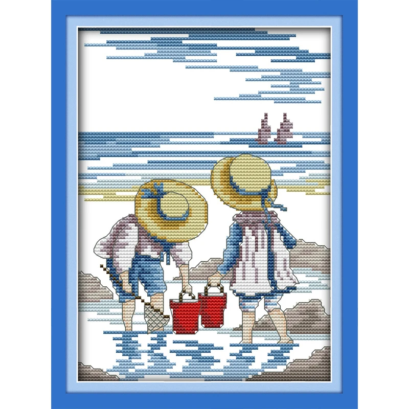 

Everlasting Love Catching Fish Chinese Cross Stitch Kits Ecological Cotton Stamped 14 11CT DIY Gift Wedding Decoration For Home
