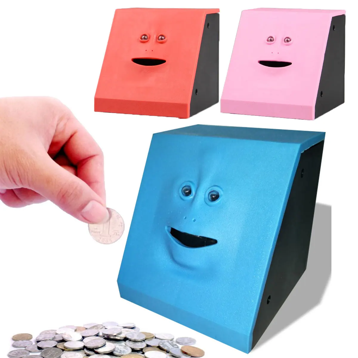 

Children Sensor Coin Box Cute Face Bank Money Safe Box Piggy Banks Eats for Money Saving Creative Toys for Kids Christmas Gift
