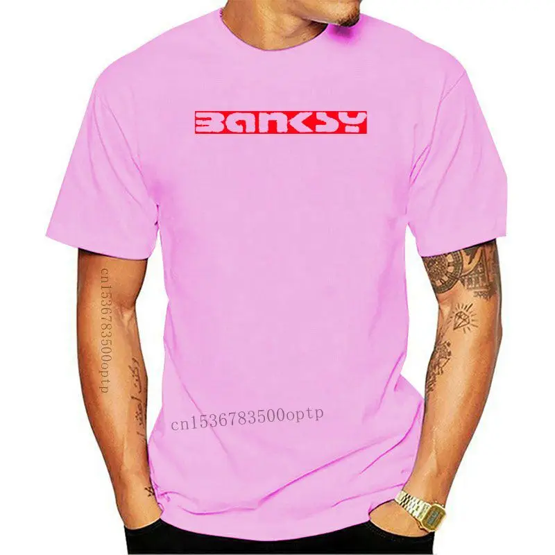 

Дизайнерская футболка Бэнкси с логотипом Бэнкси, красная черная футболка U002F, графическая футболка с коротким рукавом, смешная Мужская футб...