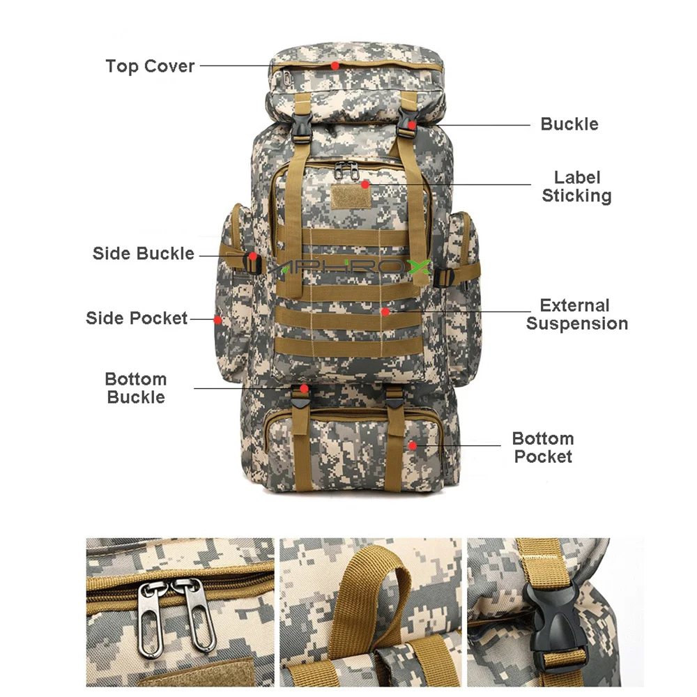 Военный камуфляжный рюкзак 80 л водонепроницаемая Спортивная Сумка для кемпинга