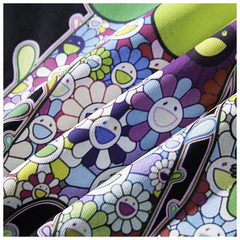 

Japanese cartoon sunflowers short-sleeved T-shirt men's women's Harajuku street style loose personalized fashion hip hop top