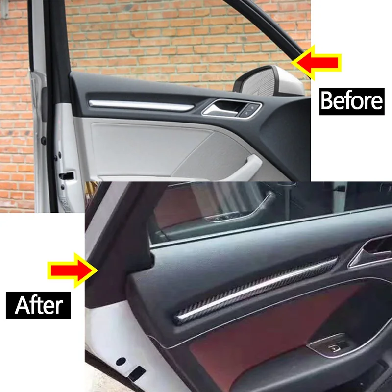 

Real Carbon Fiber Center Console Dashboard Trim Strips Car Door Decoration Cover Trims Car Accessories For Audi A3 8V 2014-2018
